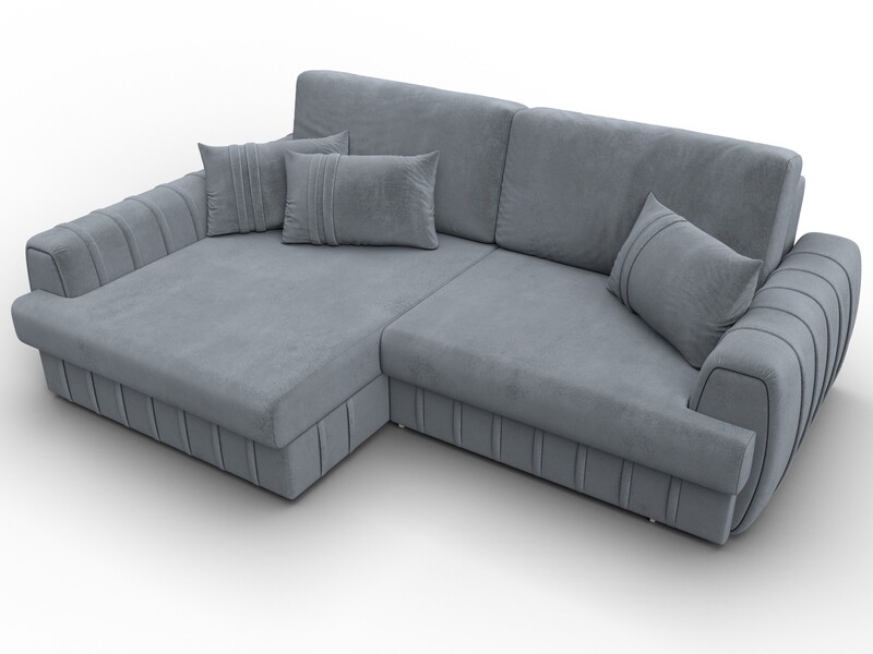 Диван угловой Лига-057 НПБ угол левый, Велюр, TOWER 10 серый