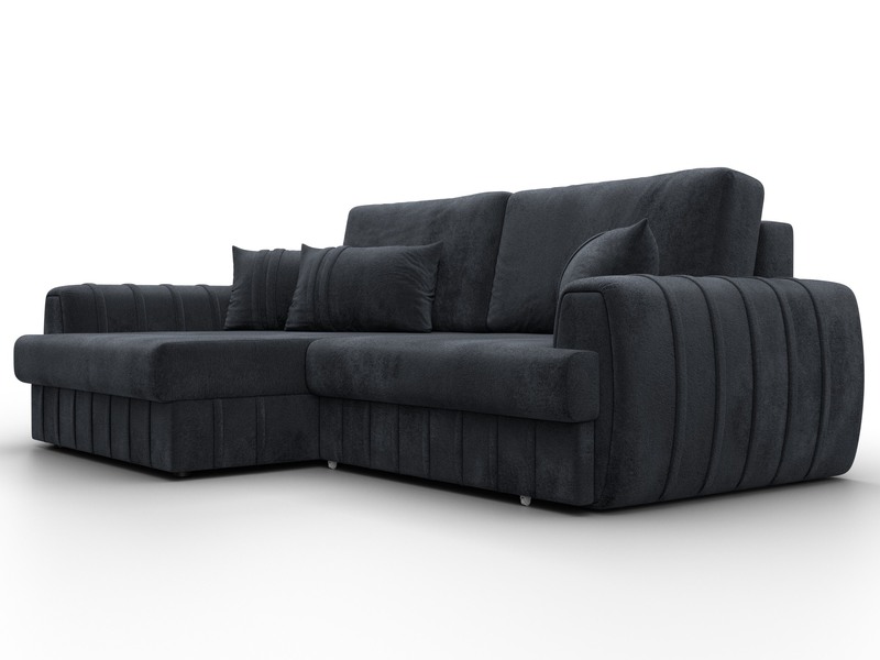 Диван угловой Лига-057 НПБ угол левый, Велюр, TOWER 11 темно-серый