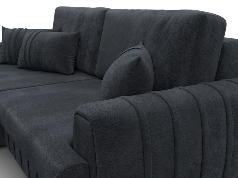 Диван угловой Лига-057 НПБ угол левый, Велюр, TOWER 11 темно-серый
