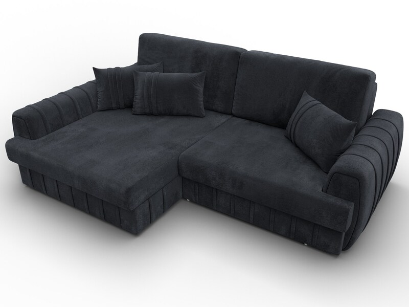 Диван угловой Лига-057 НПБ угол левый, Велюр, TOWER 11 темно-серый