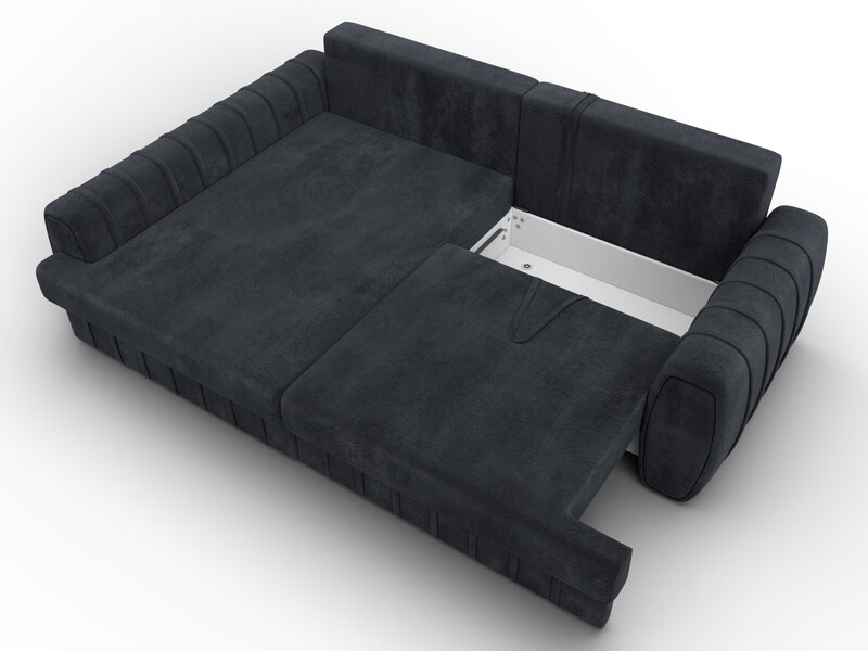Диван угловой Лига-057 НПБ угол левый, Велюр, TOWER 11 темно-серый