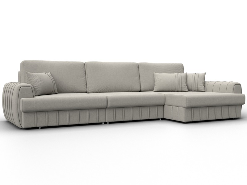 Диван угловой Лига-057 НПБ Лонг угол правый, Рогожка, Амур 02 бежевый