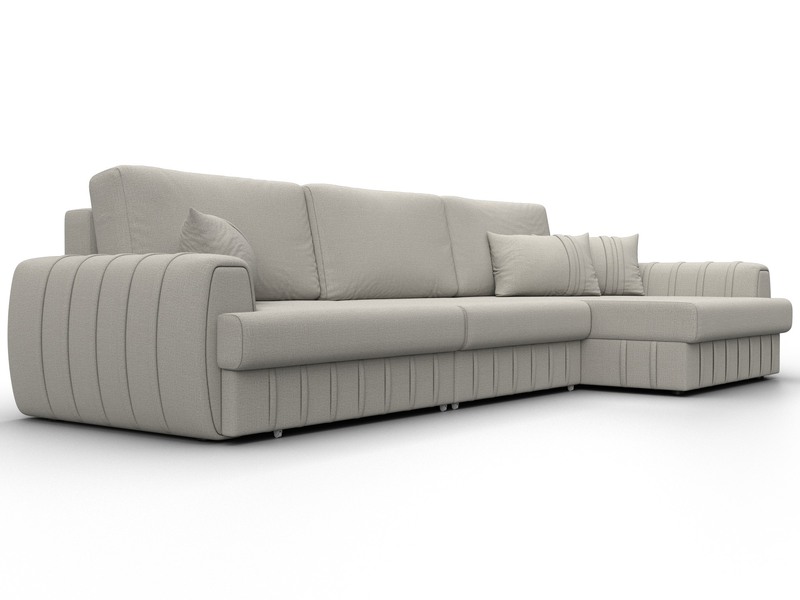 Диван угловой Лига-057 НПБ Лонг угол правый, Рогожка, Амур 02 бежевый