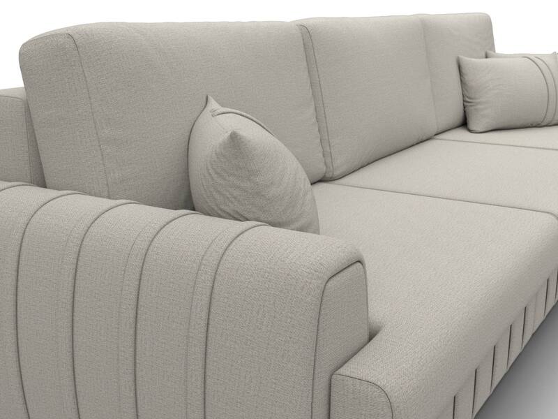 Диван угловой Лига-057 НПБ Лонг угол правый, Рогожка, Амур 02 бежевый