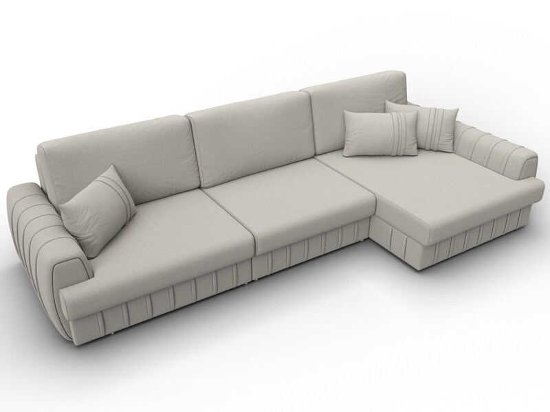 Диван угловой Лига-057 НПБ Лонг угол правый, Рогожка, Амур 02 бежевый