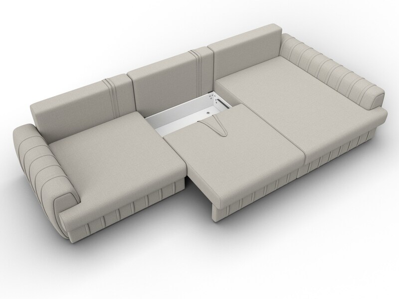 Диван угловой Лига-057 НПБ Лонг угол правый, Рогожка, Амур 02 бежевый