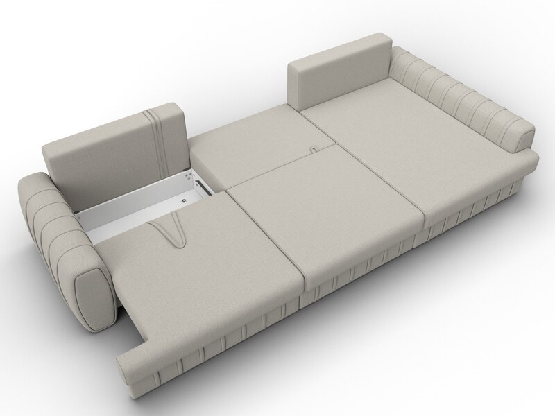 Диван угловой Лига-057 НПБ Лонг угол правый, Рогожка, Амур 02 бежевый