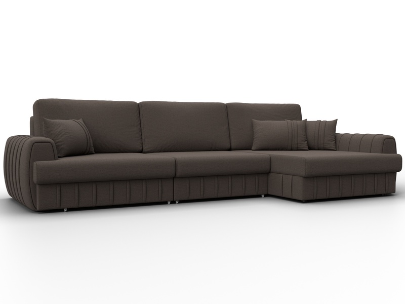 Диван угловой Лига-057 НПБ Лонг угол правый, Рогожка, Амур 05 коричневый