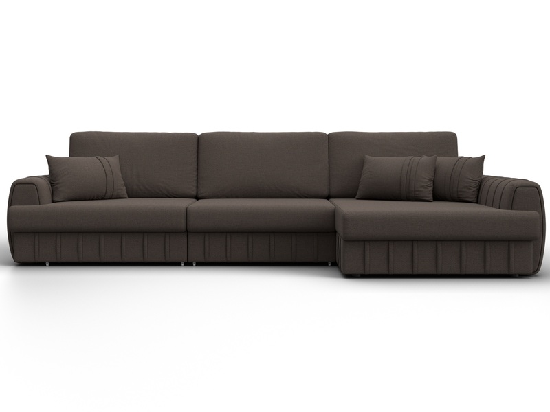 Диван угловой Лига-057 НПБ Лонг угол правый, Рогожка, Амур 05 коричневый