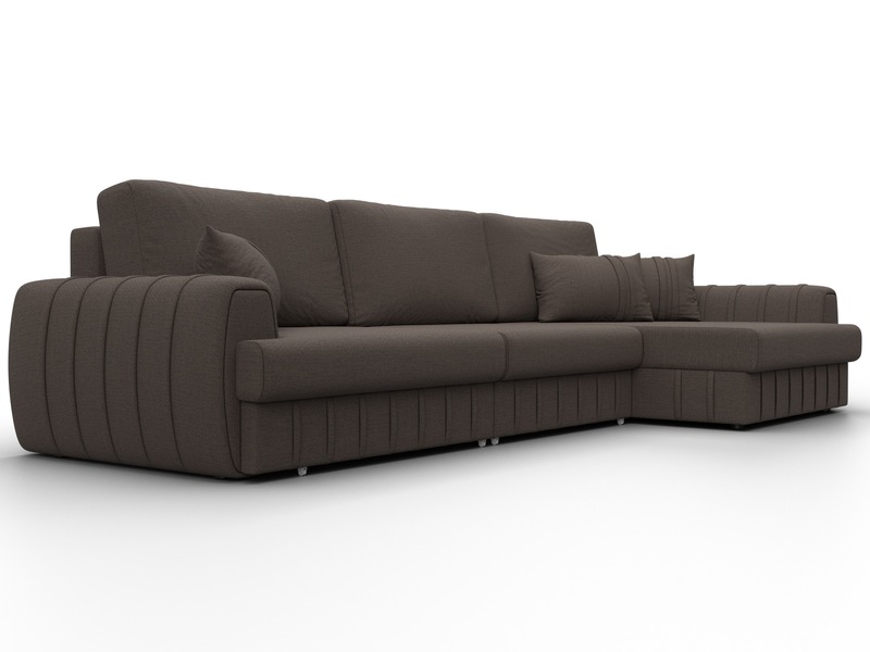 Диван угловой Лига-057 НПБ Лонг угол правый, Рогожка, Амур 05 коричневый