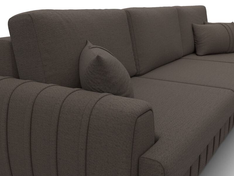 Диван угловой Лига-057 НПБ Лонг угол правый, Рогожка, Амур 05 коричневый