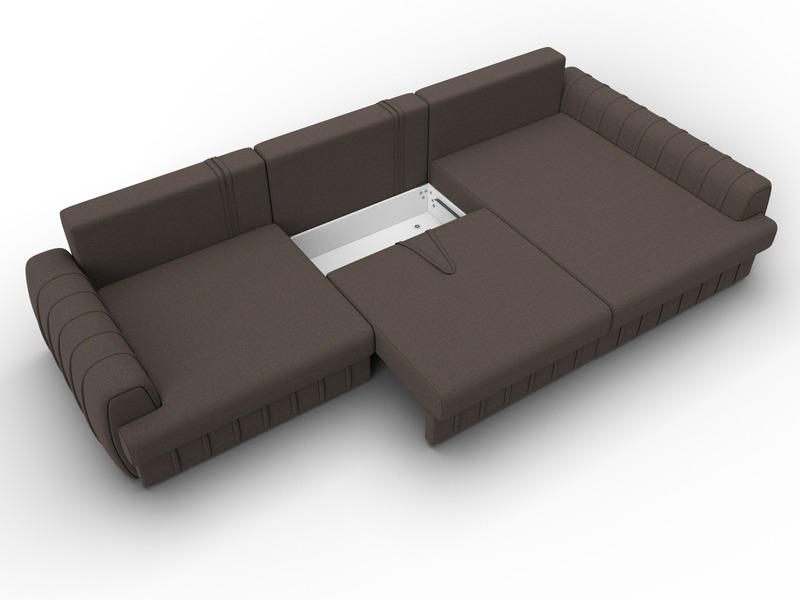 Диван угловой Лига-057 НПБ Лонг угол правый, Рогожка, Амур 05 коричневый