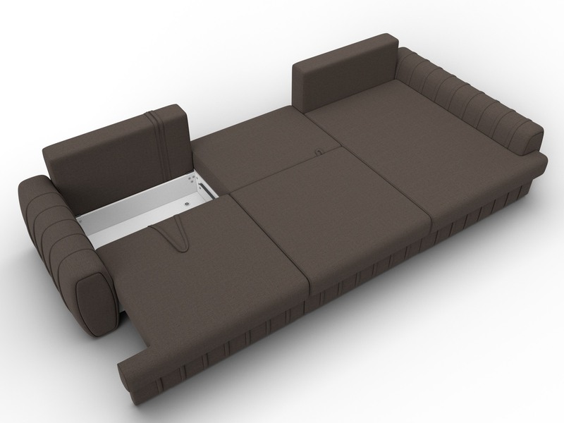 Диван угловой Лига-057 НПБ Лонг угол правый, Рогожка, Амур 05 коричневый