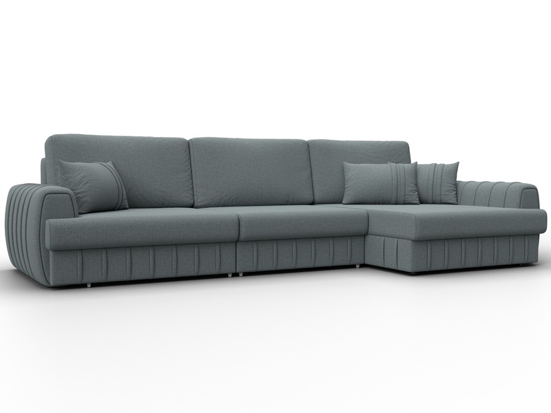 Диван угловой Лига-057 НПБ Лонг угол правый, Рогожка, Амур 07 серый