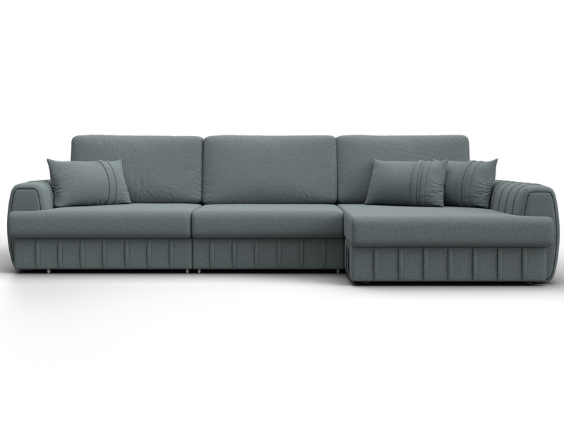 Диван угловой Лига-057 НПБ Лонг угол правый, Рогожка, Амур 07 серый