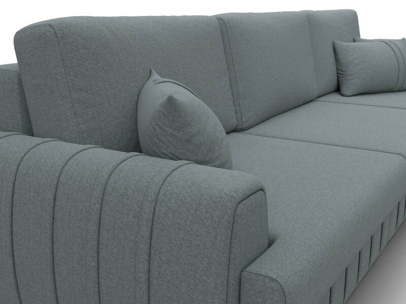 Диван угловой Лига-057 НПБ Лонг угол правый, Рогожка, Амур 07 серый