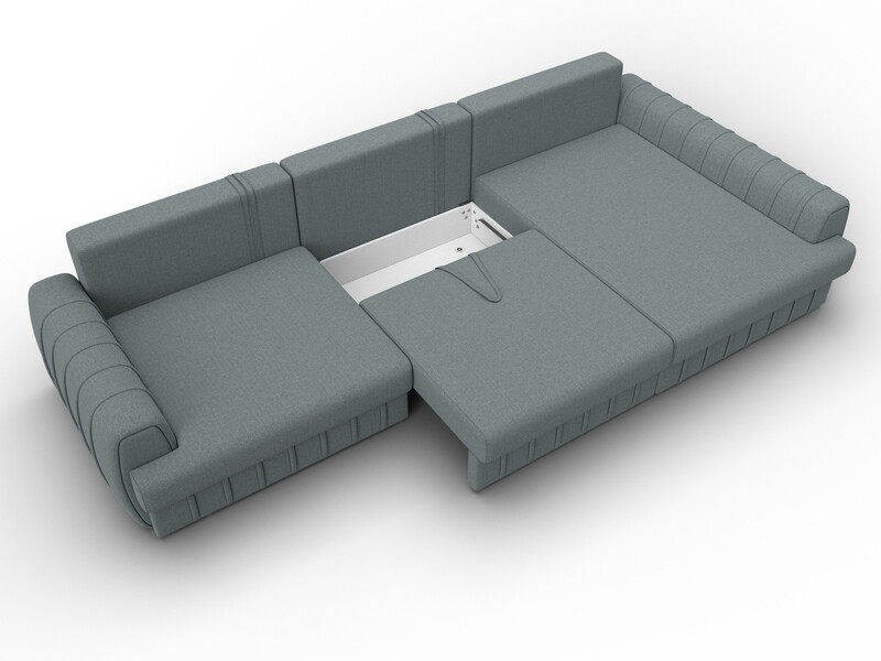 Диван угловой Лига-057 НПБ Лонг угол правый, Рогожка, Амур 07 серый