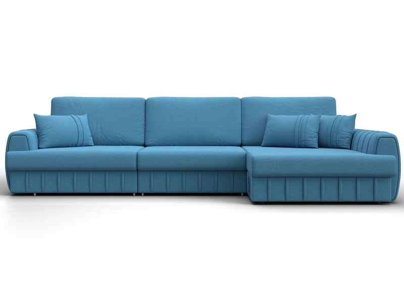 Диван угловой Лига-057 НПБ Лонг угол правый, Рогожка, Амур 10 голубой