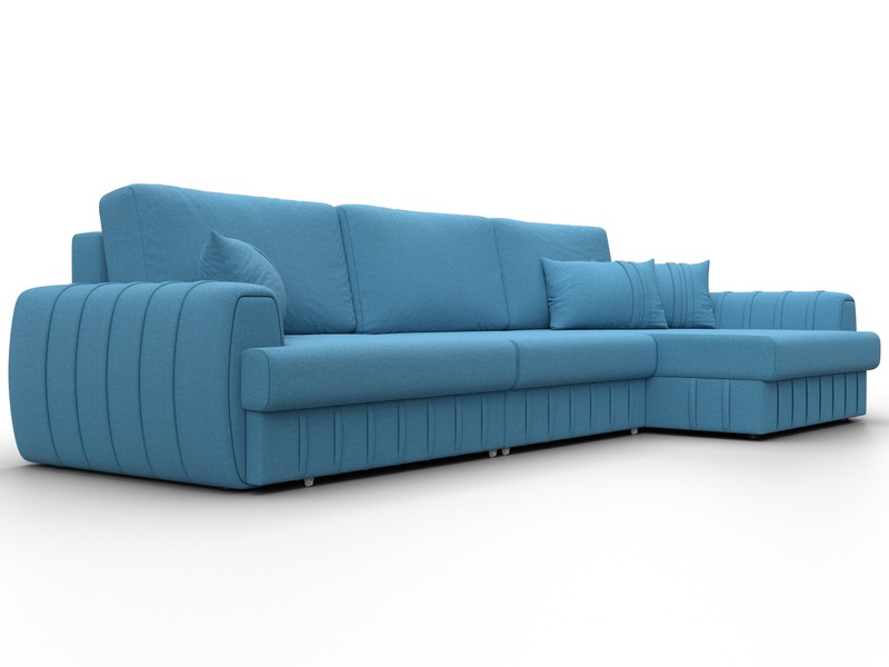 Диван угловой Лига-057 НПБ Лонг угол правый, Рогожка, Амур 10 голубой