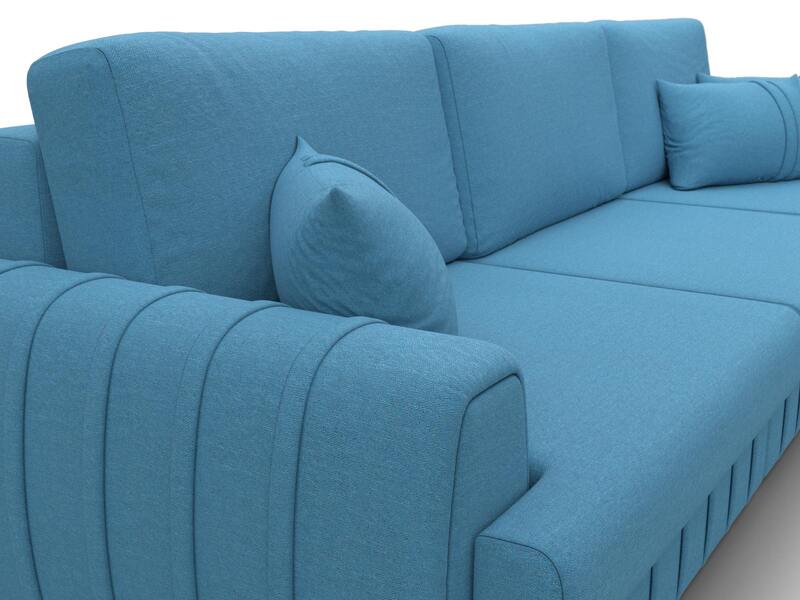 Диван угловой Лига-057 НПБ Лонг угол правый, Рогожка, Амур 10 голубой