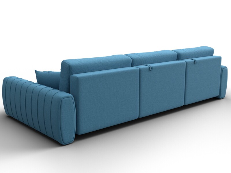 Диван угловой Лига-057 НПБ Лонг угол правый, Рогожка, Амур 10 голубой