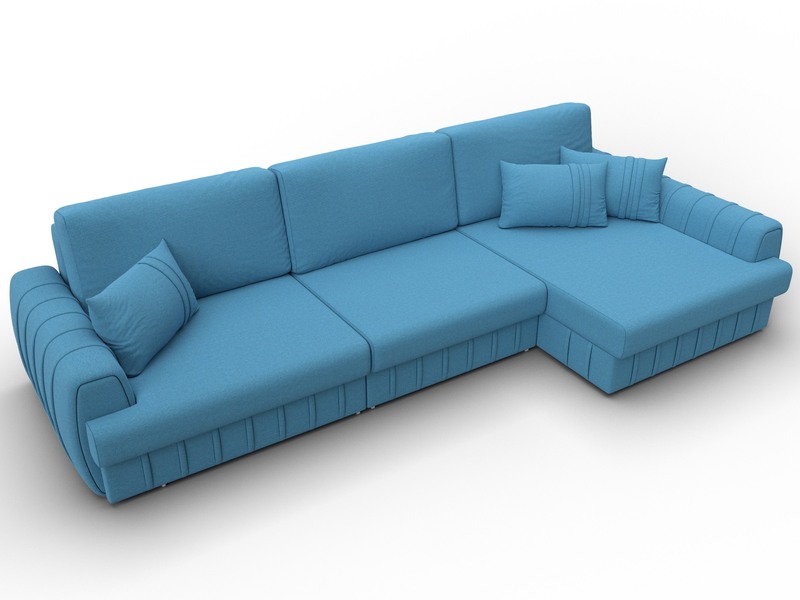 Диван угловой Лига-057 НПБ Лонг угол правый, Рогожка, Амур 10 голубой