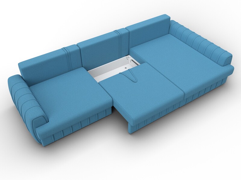 Диван угловой Лига-057 НПБ Лонг угол правый, Рогожка, Амур 10 голубой