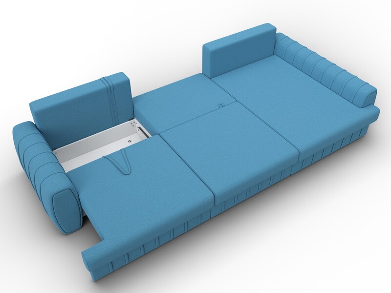 Диван угловой Лига-057 НПБ Лонг угол правый, Рогожка, Амур 10 голубой