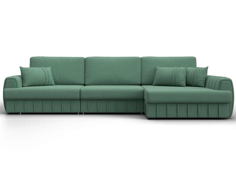 Диван угловой Лига-057 НПБ Лонг угол правый, Рогожка, Амур 11 зеленый