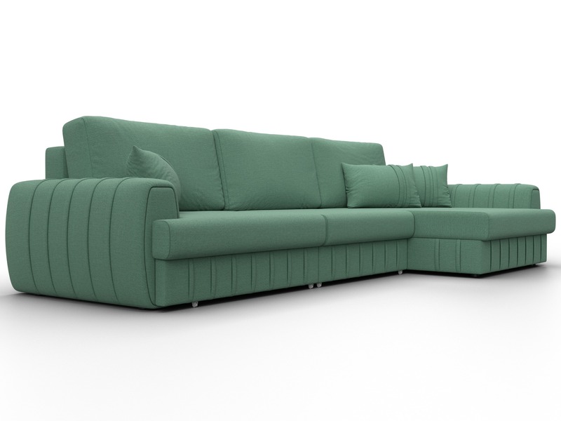 Диван угловой Лига-057 НПБ Лонг угол правый, Рогожка, Амур 11 зеленый