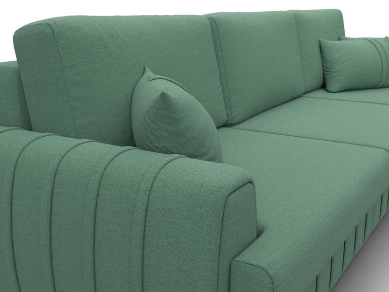 Диван угловой Лига-057 НПБ Лонг угол правый, Рогожка, Амур 11 зеленый