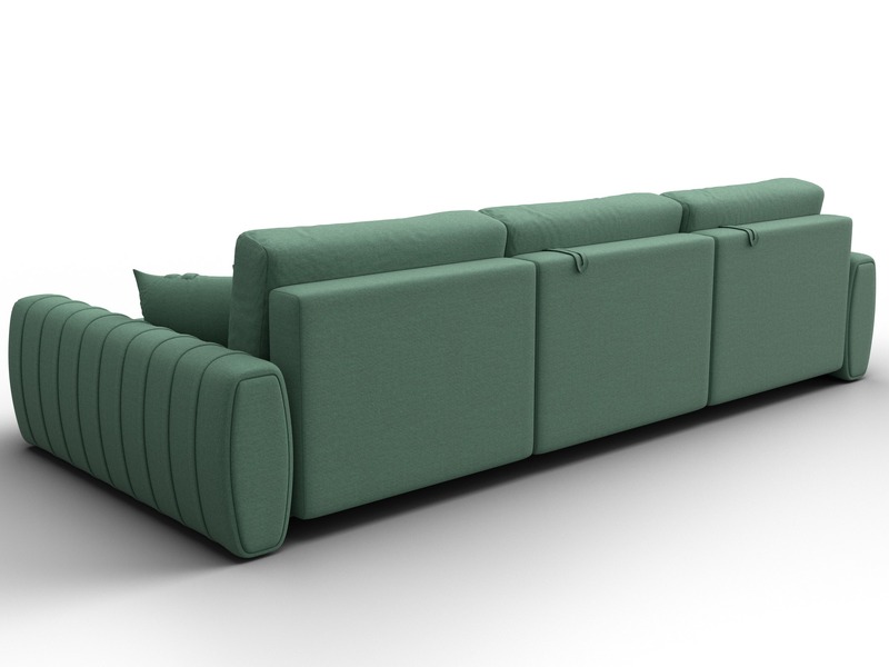 Диван угловой Лига-057 НПБ Лонг угол правый, Рогожка, Амур 11 зеленый