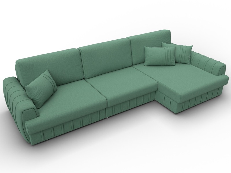 Диван угловой Лига-057 НПБ Лонг угол правый, Рогожка, Амур 11 зеленый