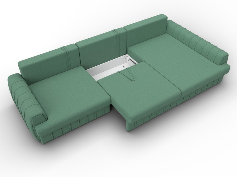 Диван угловой Лига-057 НПБ Лонг угол правый, Рогожка, Амур 11 зеленый