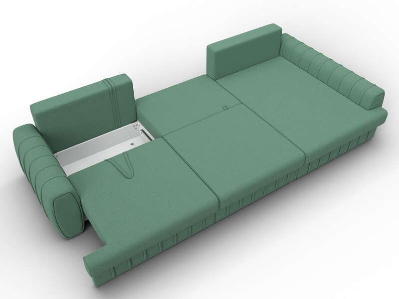 Диван угловой Лига-057 НПБ Лонг угол правый, Рогожка, Амур 11 зеленый