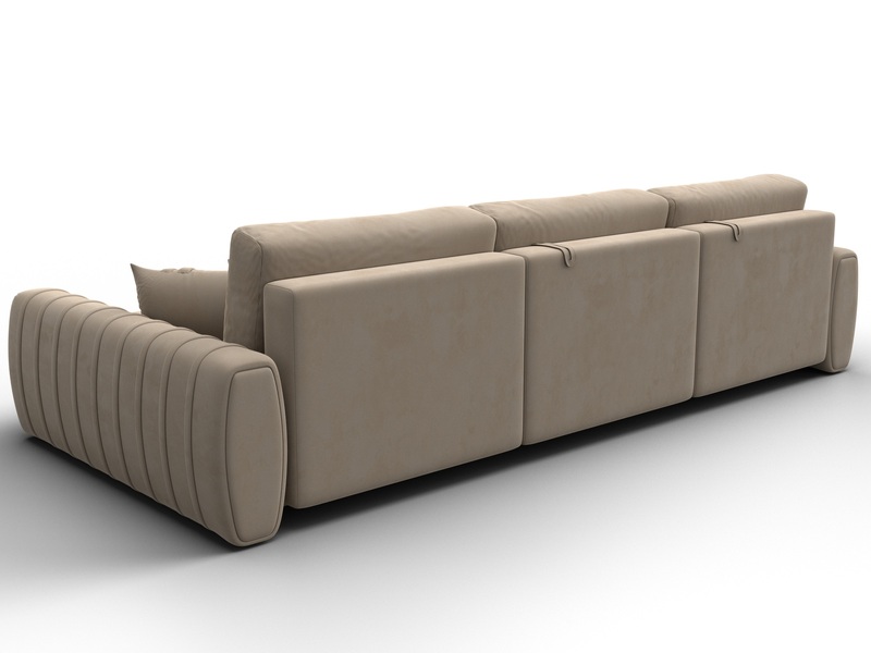 Диван угловой Лига-057 НПБ Лонг угол правый, Велюр, SEVEN 729 бежевый