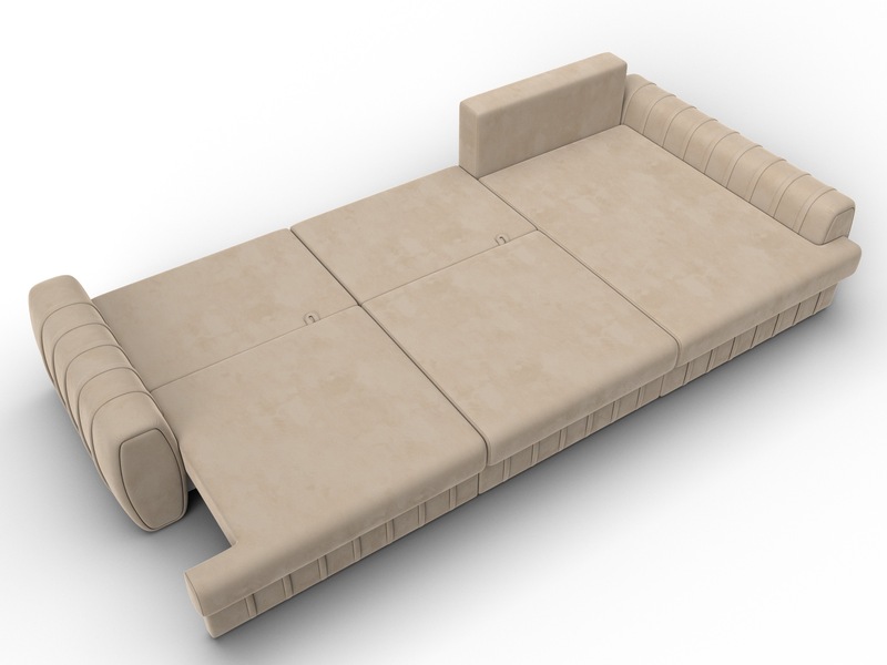 Диван угловой Лига-057 НПБ Лонг угол правый, Велюр, SEVEN 729 бежевый