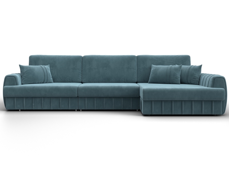 Диван угловой Лига-057 НПБ Лонг угол правый, Велюр, SEVEN 113 бирюзовый