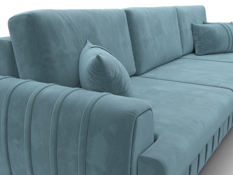 Диван угловой Лига-057 НПБ Лонг угол правый, Велюр, SEVEN 113 бирюзовый