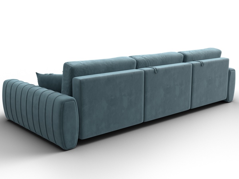 Диван угловой Лига-057 НПБ Лонг угол правый, Велюр, SEVEN 113 бирюзовый