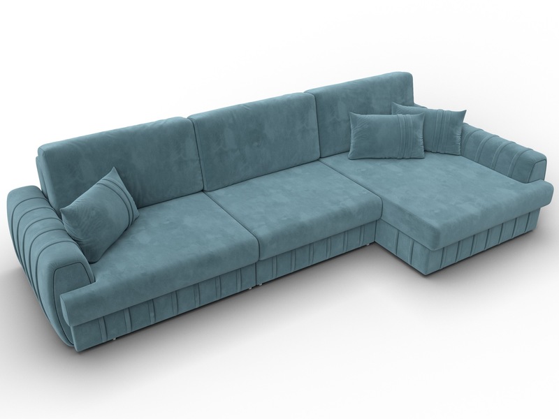 Диван угловой Лига-057 НПБ Лонг угол правый, Велюр, SEVEN 113 бирюзовый