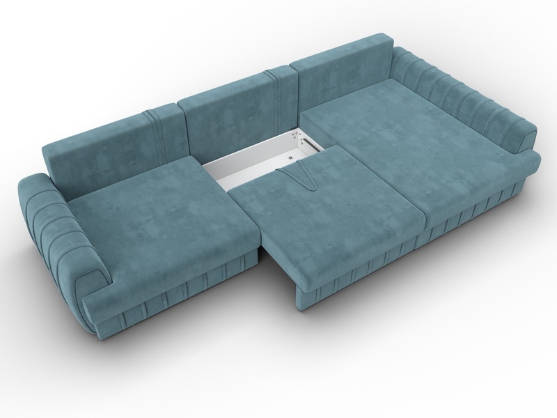 Диван угловой Лига-057 НПБ Лонг угол правый, Велюр, SEVEN 113 бирюзовый
