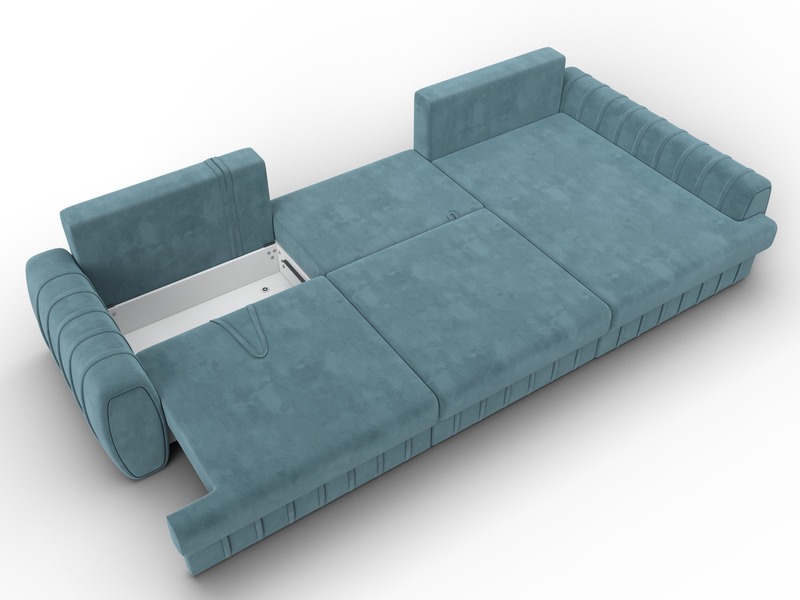 Диван угловой Лига-057 НПБ Лонг угол правый, Велюр, SEVEN 113 бирюзовый