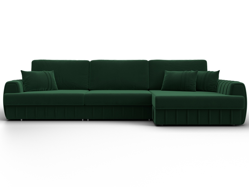 Диван угловой Лига-057 НПБ Лонг угол правый, Велюр, SEVEN 626 зеленый