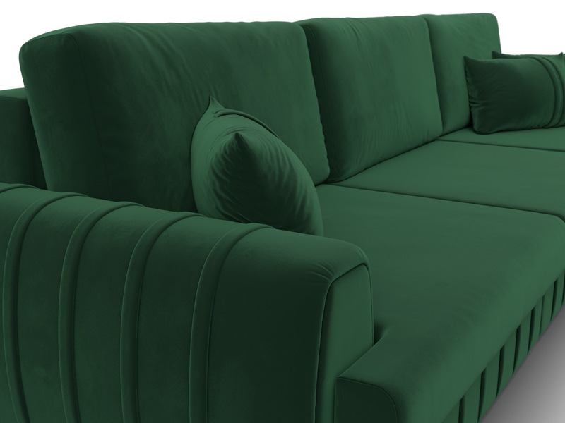 Диван угловой Лига-057 НПБ Лонг угол правый, Велюр, SEVEN 626 зеленый