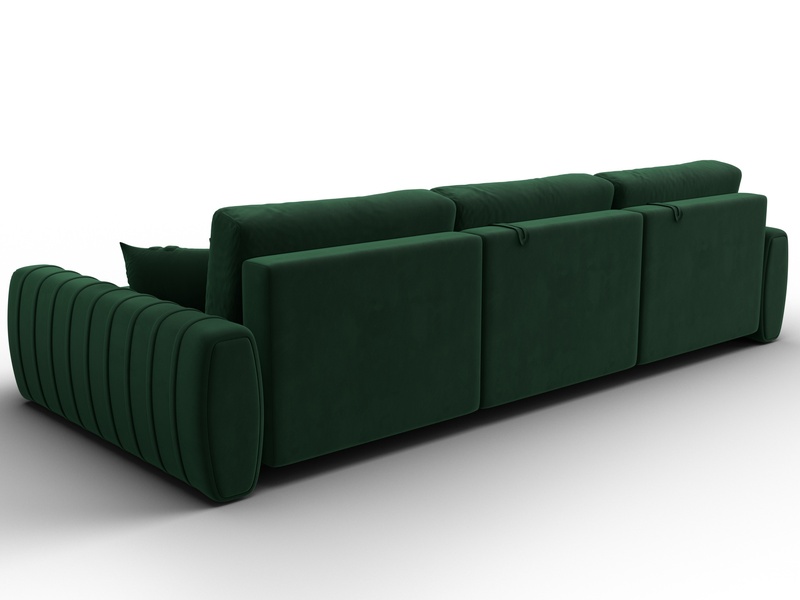 Диван угловой Лига-057 НПБ Лонг угол правый, Велюр, SEVEN 626 зеленый