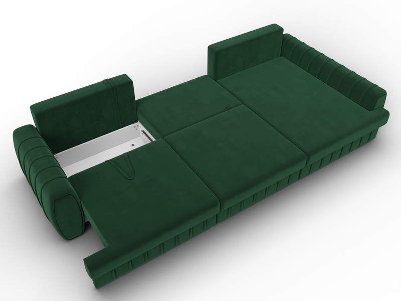 Диван угловой Лига-057 НПБ Лонг угол правый, Велюр, SEVEN 626 зеленый
