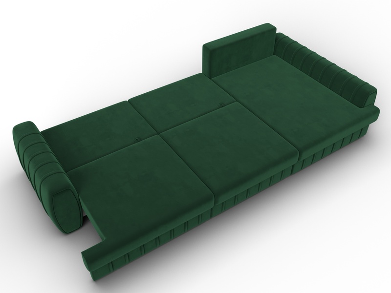 Диван угловой Лига-057 НПБ Лонг угол правый, Велюр, SEVEN 626 зеленый