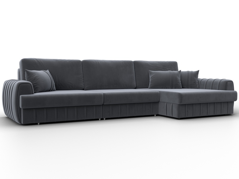 Диван угловой Лига-057 НПБ Лонг угол правый, Велюр, SEVEN 17 серый