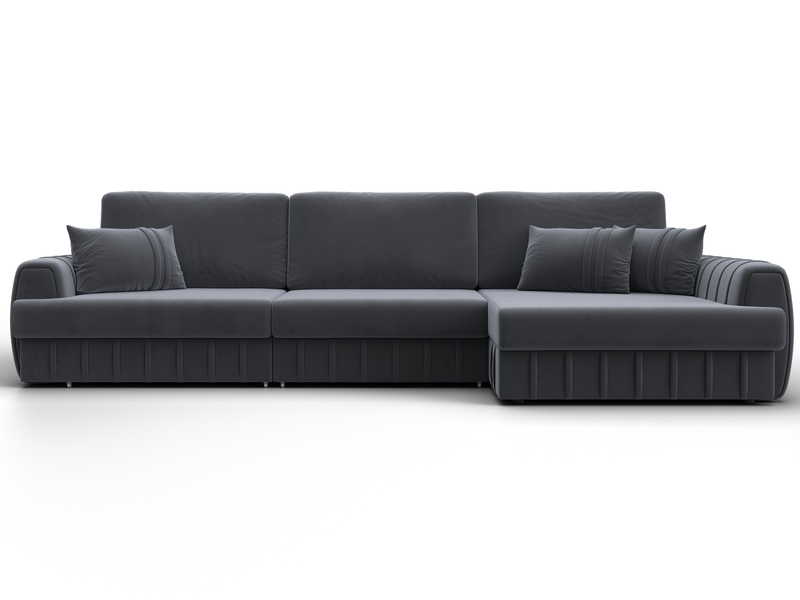 Диван угловой Лига-057 НПБ Лонг угол правый, Велюр, SEVEN 17 серый